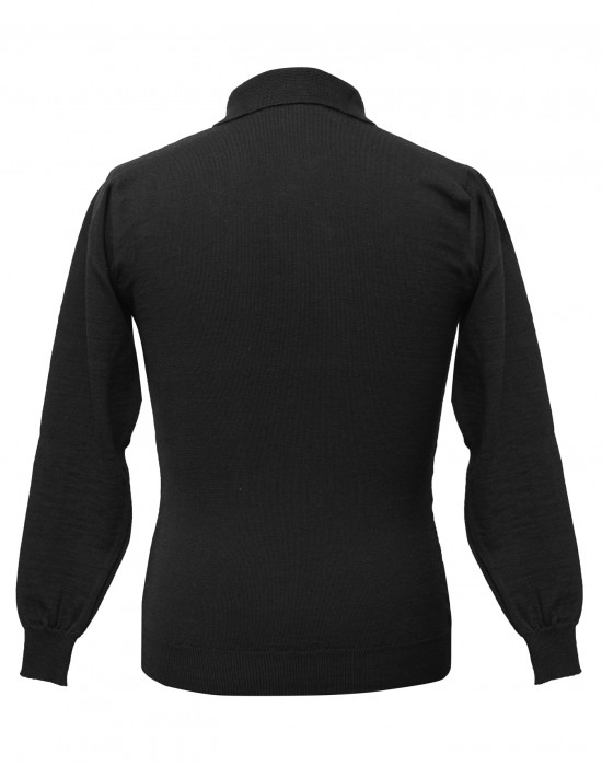 Men pure wool sweater plain collar black